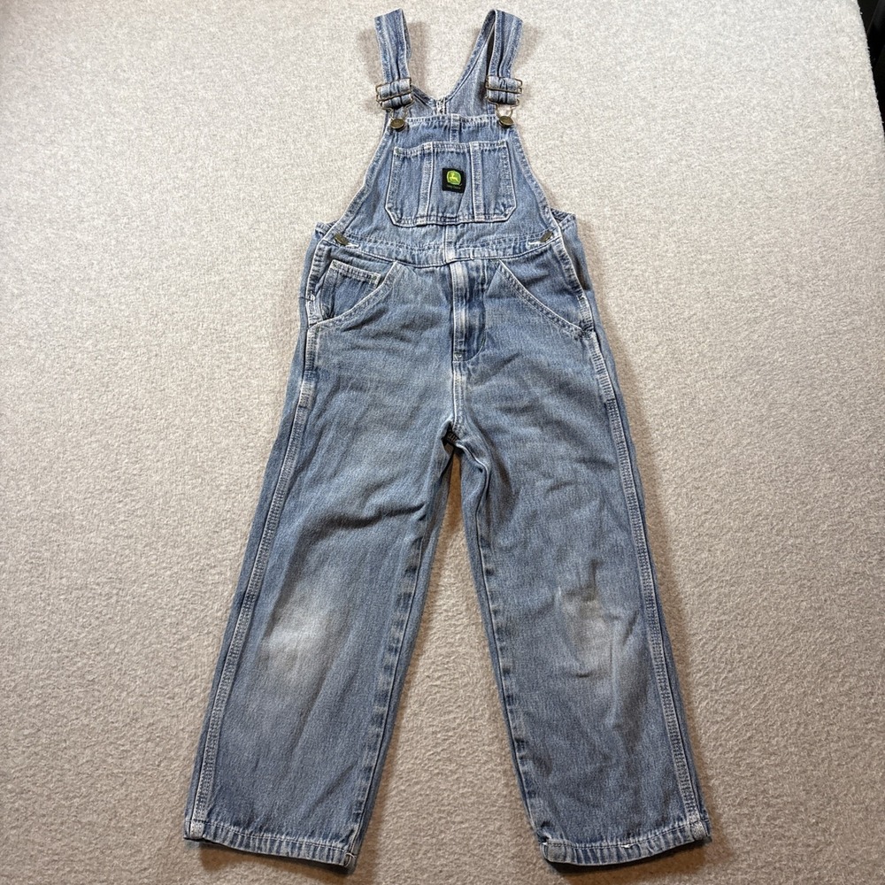 Boys John Deere Denim Overalls Sz 7 Toddler Blue Farm Work